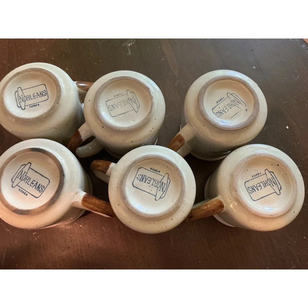 Norleans Korea Set of 6 Ceramic Mugs Yellow Flower Lemon‎ Design - Picture 7 of 8